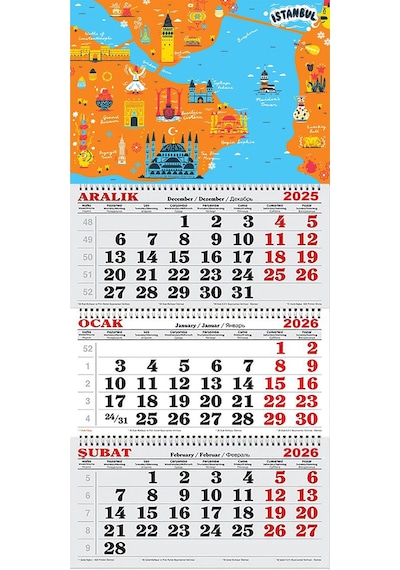 2026 Yılı Gemici Takvimi-istanbul Turistik Haritası