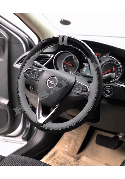 Opel Mokka B Dikme Direksiyon Kılıfı Parlak Siyah Gri Detaylı Gri Çift Yüzük Ve Dikiş 2020-2024
