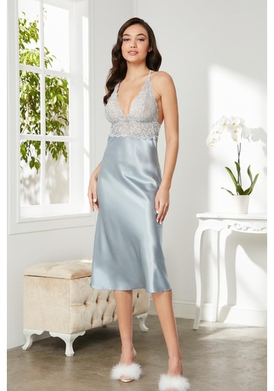 Pierre Cardin Saten Dantelli Gecelik 905 Mist Mist