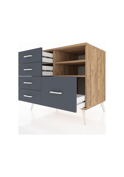 Kronos Şifonyer 2 Raflı 5 Çekmeceli 88x59x80 Çam-çam/antrasit Çam/antrasit Kronos Şifonyer 2 Raflı 5 Çekmeceli 88x59x80 Çam-çam/antrasit Çam/antrasit