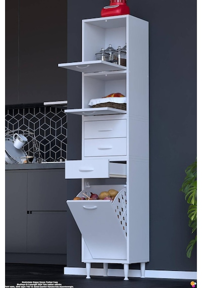 Yaren 50 Cm Erzak Dolabı 2 Kapaklı 3 Çekmeceli Sepetli Çok Amaçlı Mutfak Kiler Dolabı 50x194x32 Cm Beyaz Yaren 50 Cm Erzak Dolabı 2 Kapaklı 3 Çekmeceli Sepetli Çok Amaçlı Mutfak Kiler Dolabı 50x194x32 Cm Beyaz