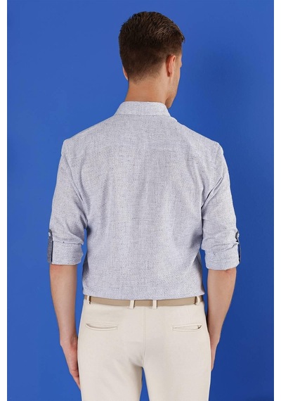 Efor G 1555 Slim Fit Koyu Mavi Klasik Gömlek Mavi
