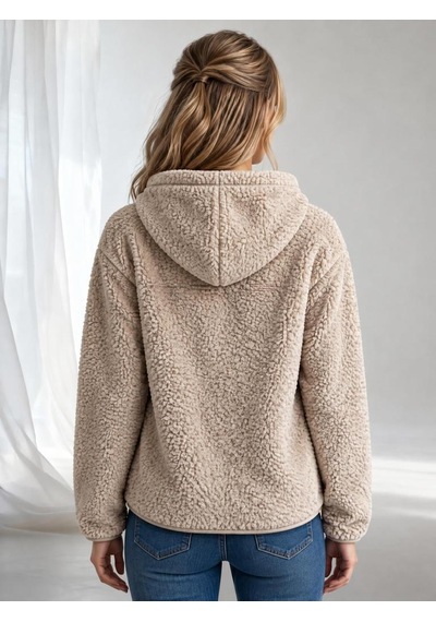 Nealirsanall.com Kadın Kapüşonlu Fermuarlı Pelüş Polar Ceket - Yumuşak Dokulu Teddy Ceket Bej Nealirsanall.com Kadın Kapüşonlu Fermuarlı Pelüş Polar Ceket - Yumuşak Dokulu Teddy Ceket Bej