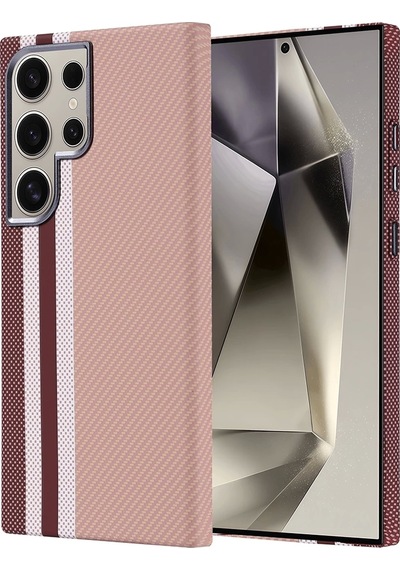 Galaxy Uyumlu S24 Ultra Kılıf M-safe Şarj Özellikli Karbon Fiber Görünümlü Zore Nekst Kapak Çok Renkli