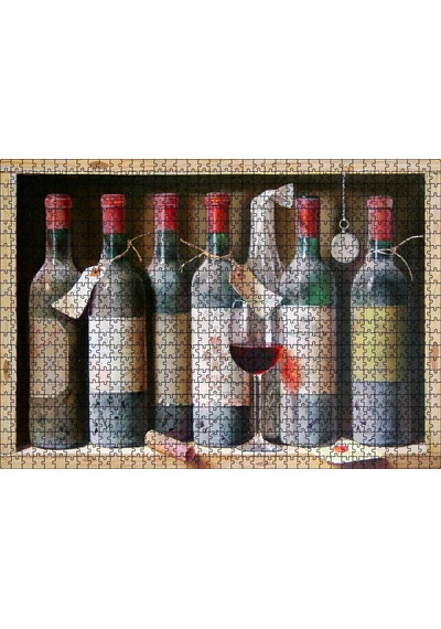 Cakatablo Tahta Rafta Yıllanan Nar Şarapları 1000 Parça Puzzle Yapboz Mdf Ahşap Standart