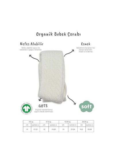 Tekli Zikzak Kabartma Penye Külotlu Çorap Bs50108 Ekru Renkli Çok Renkli