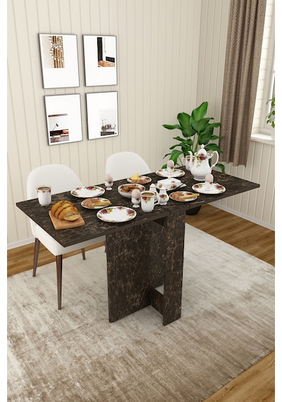 Asra Trend Katlanır Mutfak Yemek Masası KM-32 %100 MDF Akıllı Çalışma Masası Siyah
