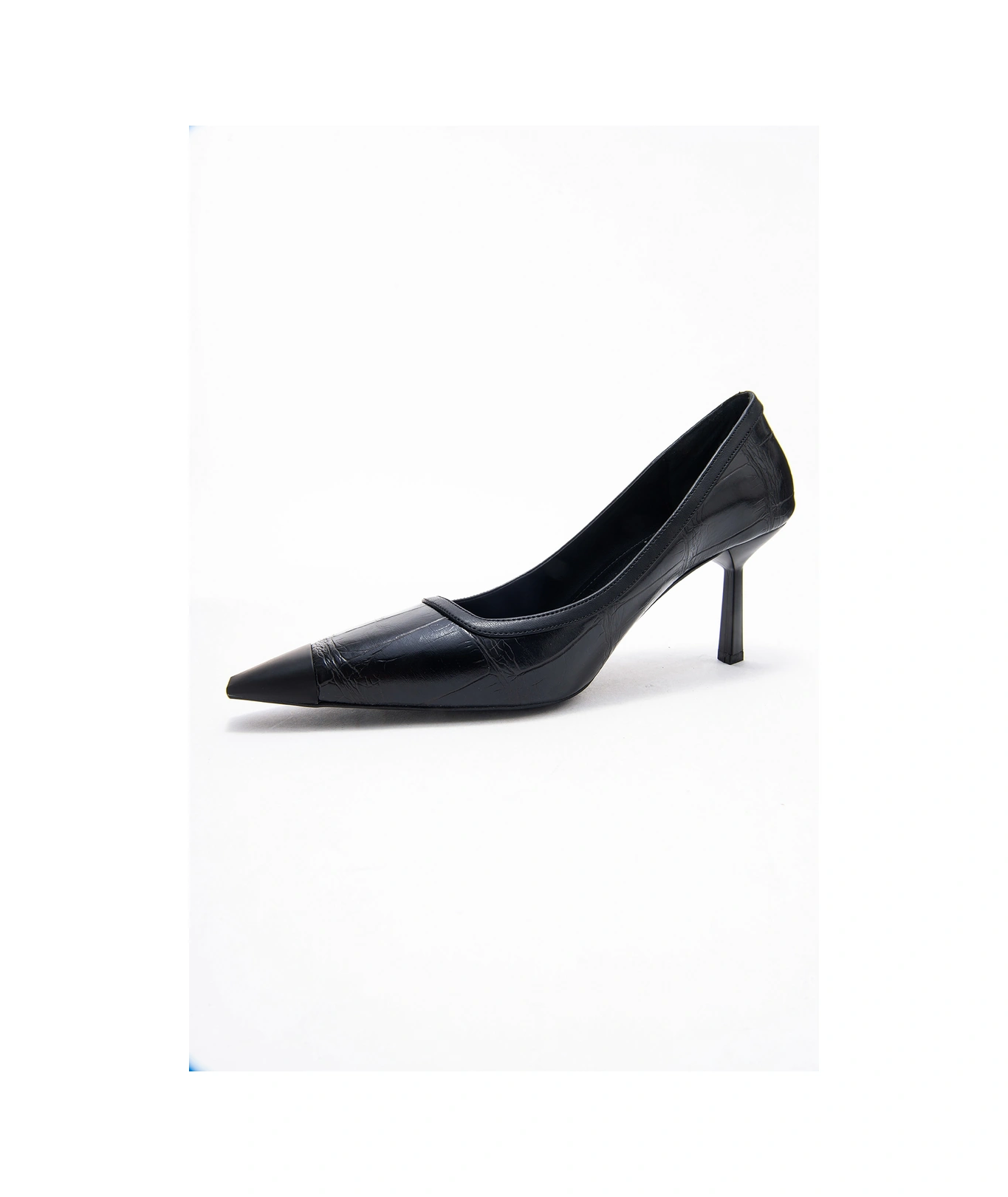 Luvishoes Luvi Shoes Rona Siyah Baskı Mat Burunlu Kadın Topuklu Ayakkabı Siyah