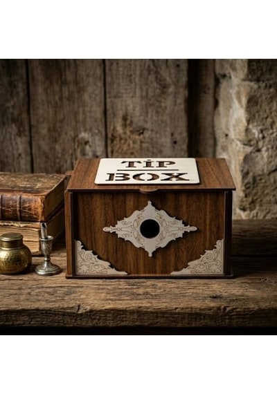 Tr Bahşiş Kutusu Tip Box Dekoratif Para Kutusu Kilitli Tasarım Kafe Ve Restoran Için