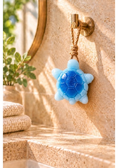 Dekoratif Kokulu Sabun & Peeling Etkili Asılabilir Dekoratif Banyo Sabunu & Mavi Kaplumbağa Katı Sabun 8x11 Cm - 937768874 Diğer