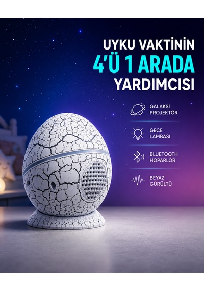 Dinozor Yumurtası Tasarımlı Gece Lambası Müzik Ve Işık Senkronizasyonlu Beyaz 79292082