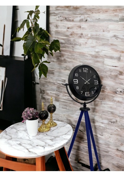 Siyah Metal Ofis Salon Otel Ayaklı Seyyar Saati Yükseklik 150 Cm Siyah