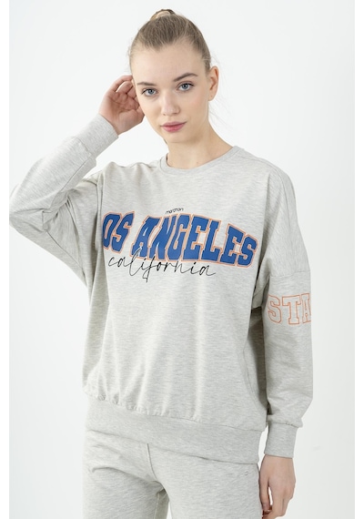 Maraton Sportswear Oversize Kadın Bisiklet Yaka Uzun Kol Basic Ekru Sweatshirt 22168-ekru Ekru