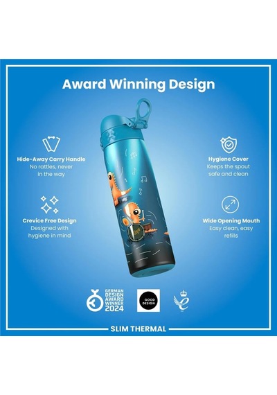 İnce Su Termosu - Dinozor Grubu - 500 Ml - Sızdırmaz Çok Renkli