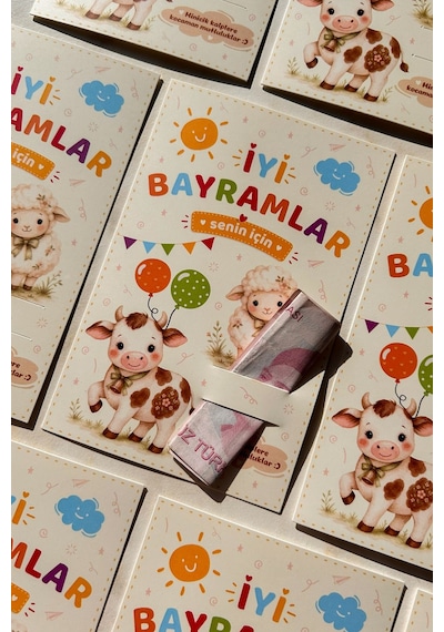 Kurban Bayramı Harçlık Kartı 10 Lu Set Çocuklar İçin Bayramlık Para Ve Hediye Kartı