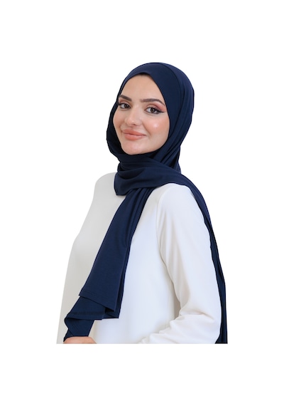 Modish Group Penye Boyun Kapamalı Şal Başörtü Hazır Giyim Turban Esnek Jersey Şal Lacivert