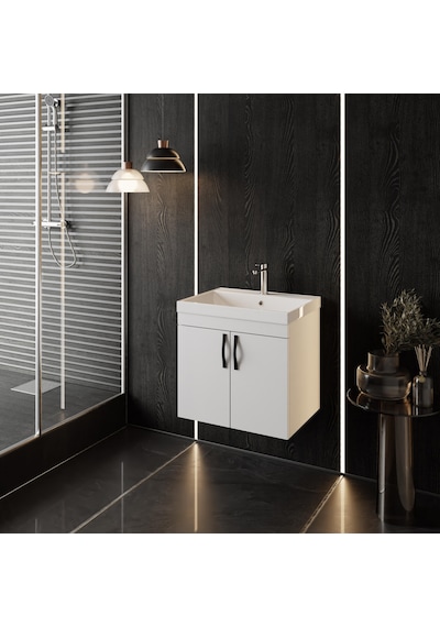 Karen Banyo Ege 60 Cm, Lavabolu Alt Banyo Dolabı, Kapaklı Banyo Alt Dolabı, Seramik Lavabo Dahil Beyaz Karen Banyo Ege 60 Cm, Lavabolu Alt Banyo Dolabı, Kapaklı Banyo Alt Dolabı, Seramik Lavabo Dahil Beyaz