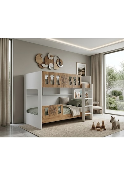 Okyanus Mdf Üstten Merdivenli İkili Ranza Çb 2 90 x 190 CM