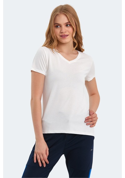 Slazenger Perıcas 5 Li Set Kadın Tişört Ekru - Siyah - Koyu Gri - Bord