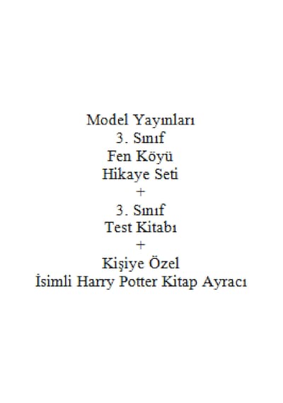 3. Sınıf Hikaye Kitabı Seti Model Yayınları Fen Köyü + 3. Sınıf Test Kitabı + Kişiye Özel İsimli Harry Potter Kitap Ayracı