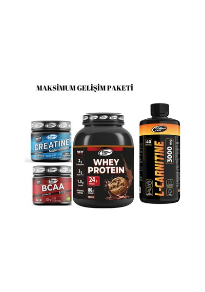 Maksimum Gelişim Paketi Whey Protein 2000g Kurabiyeli/creatıne 120g/bcaa 300g/l-carnıte 3000mg Kurabiye