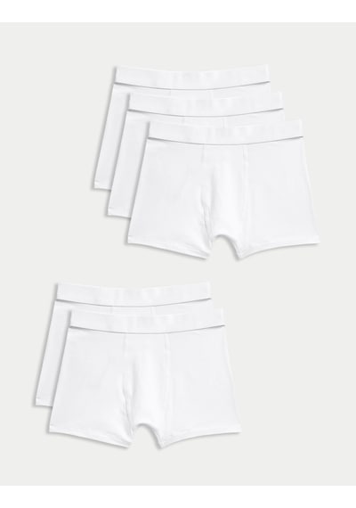 Marks & Spencer 5'li Pamuklu Streç Trunks (5-16 Yaş) T71001455V Beyaz