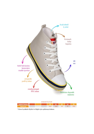 Kiko Kids Pant Günlük Bağcıklı Fermuarlı Erkek Bebek Spor Ayakkabı Gri Gri
