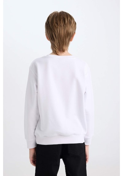 DeFacto Erkek Çocuk Beyaz Bisiklet Yaka Atatürk Baskılı Nakışlı Sweatshirt D8200A824WNWT34