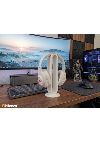 Minimalist Oval Tasarım Masaüstü Kulaklık Standı, Gaming Ve Ofis Kulaklık Tutucu - Beyaz