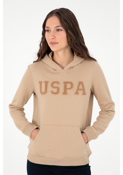 U.S. Polo Assn. Kadın Kum Basic Kapüşonlu Sweatshirt 50296931-VR085 U.S. Polo Assn. Kadın Kum Basic Kapüşonlu Sweatshirt 50296931-VR085