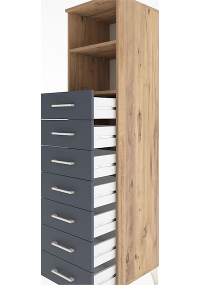 Hyperion Dolap 2 Raflı 7 Çekmeceli 44x44x182 Çam-antrasit Atlas Çam
