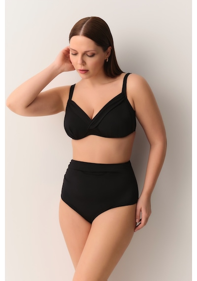 Suwen Yüksek Bel Drapeli Bikini Alt Sbn26980012 Siyah