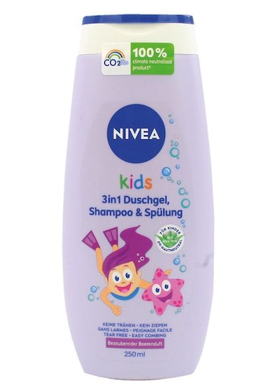 Nivea Kids 3'ü 1 Arada Duş Jeli Şampuan Saç Kremi 250 Ml Orman Meyveleri Kokulu Gözyaşsız Formül Orman Meyvesi