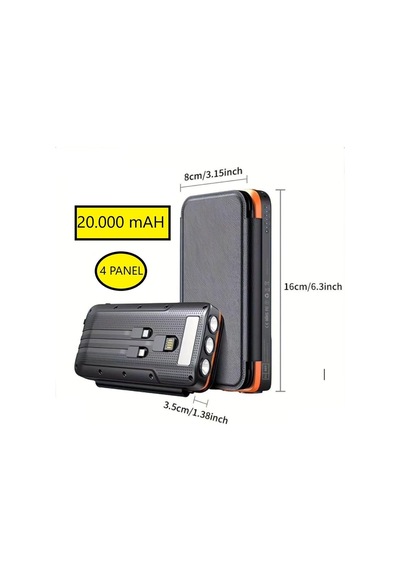 Güneş Enerjili 20000 Mah Powerbank Solar 4 Panel Su Geçirmez Hızlı Pd 20w Hızlı Şarj