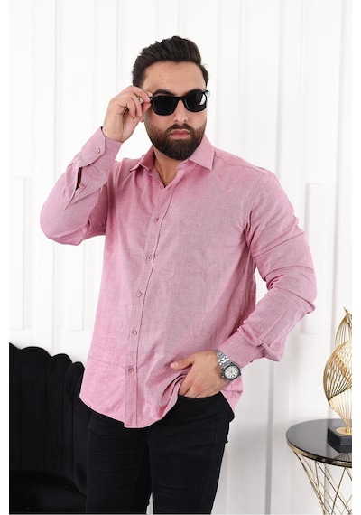 Mcz Giyim Pembe Renk Regular Klasik Erkek Gömlek