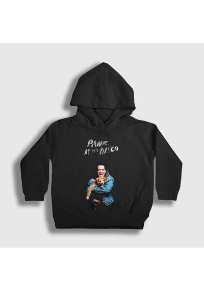 Presmono Unisex Çocuk Brendon Panic At The Disco Kapüşonlu Sweatshirt Siyah