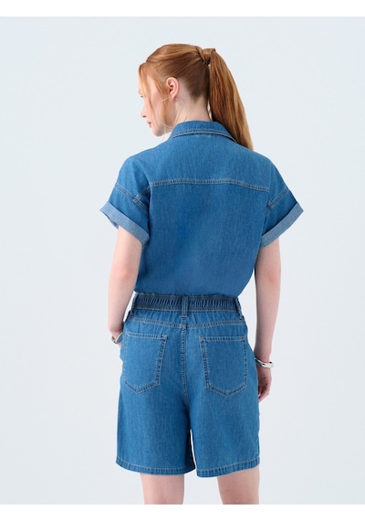 Regular Fit Kadın Tulum Denim