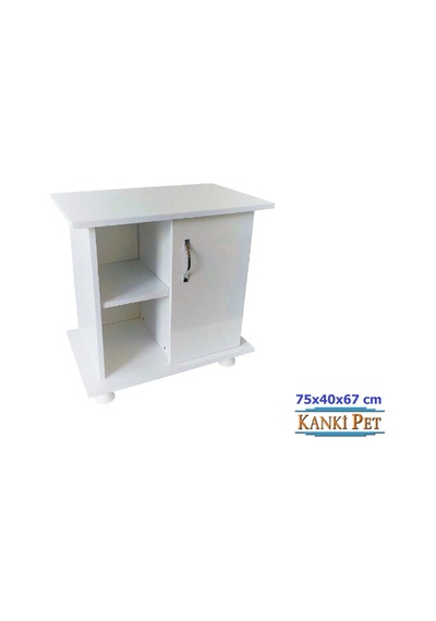 Kanki Pet 75 CM Mdf Akvaryum Düz Beyaz Sehpa 75 x 40 x 67 CM