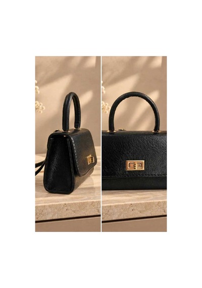 Names Bag Aura-gold Kilitli Tek Saplı Kadın Mini El Ve Omuz Çantası Siyah