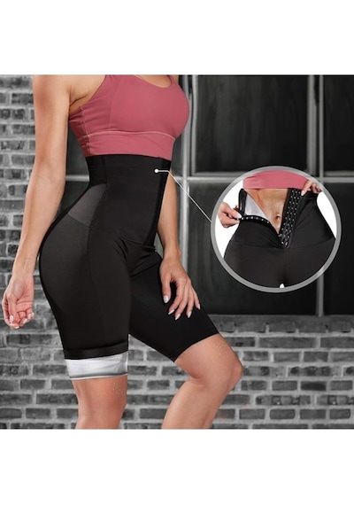 Mistirik Sauna-şort Model Ekstra Sıkılaştırıcı Agraflı Korse Şort Siyah