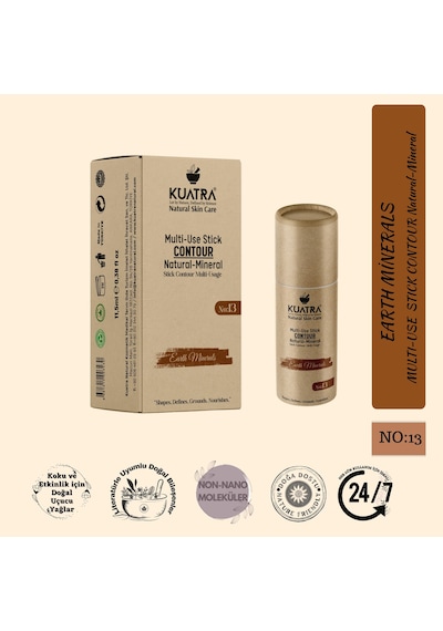 Kuatra Stick Kontür, Earth Minerals Doğal, Mineral, Antioksidan, Nemlendirici Formül, Plastiksiz Ambalaj