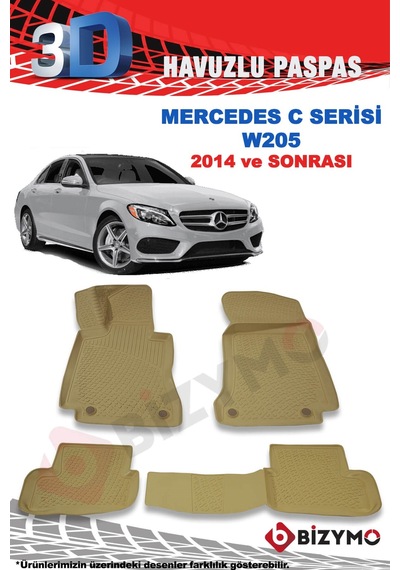 Mercedes C Serisi W205 2014 Ve Sonrası 3D Bej Paspas Takımı Bizym
