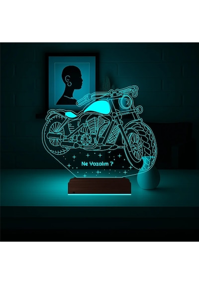 Luvivia Motosiklet Motor Harley Kişiye Özel 3d Lamba - Masa Gece Lambası Şeffaf