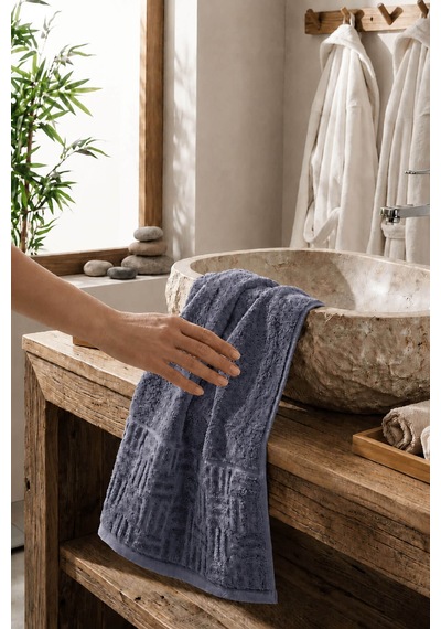 El Yüz Havlusu 50x90 Cm Kısmi Kadife Terra Collection Lacivert