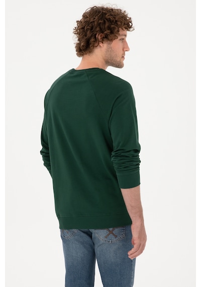U.S. Polo Assn. Erkek Regular Fit Bisiklet Yaka Koyu Yeşil İnce Basic Sweatshirt 50313752-VR079