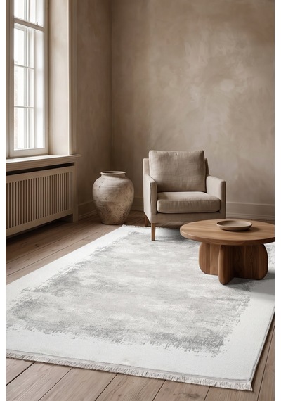 Romans Vizyon 3514 Gri Soyut Desenli Akrilik Salon Halısı Gri Beyaz