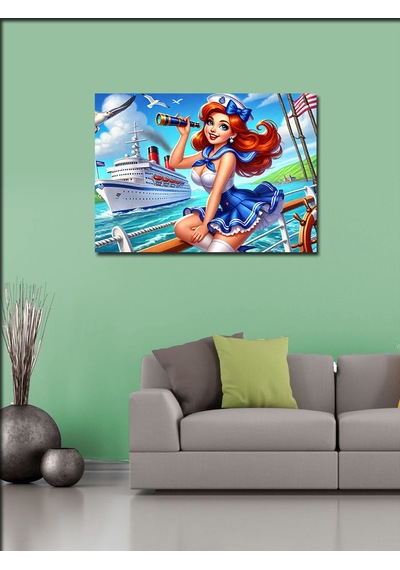 Kanvas Tablo Denizci Kız Ve Gemi 50cmx70cm
