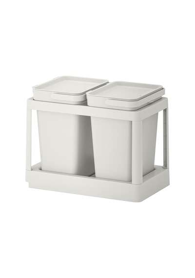 Ikea Hållbar Çöp Ayırma Çözümü 20 Lt 2'li Atık Ayırma Kutulu Beyaz - Açık Gri