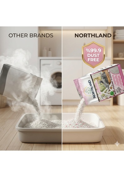 Northland Doğal Bentonite- Süper Topaklanan Bebek Pudrası Kokulu Kedi Kumu 10 Lt X 2 Adet