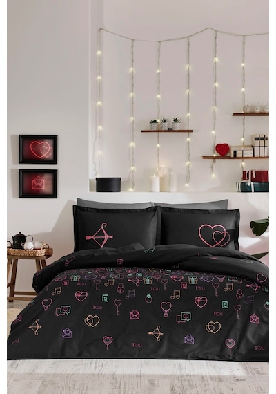Ranforce Gleam Love Çift Kişilik Nevresim Takımı Renkli